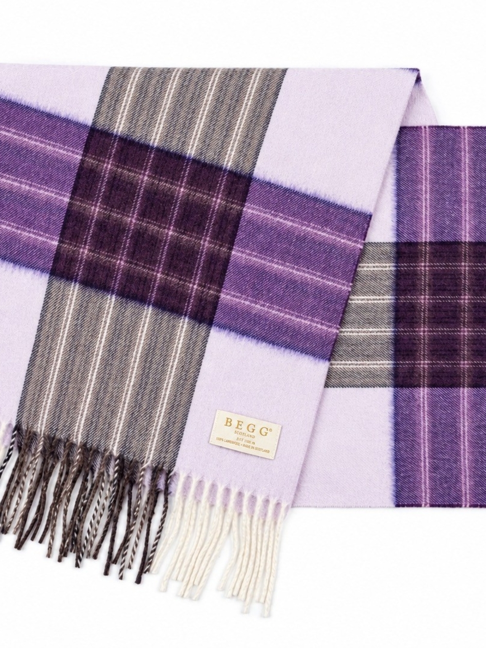 Unisex Plaid Lined Purple Cashmere Scarf